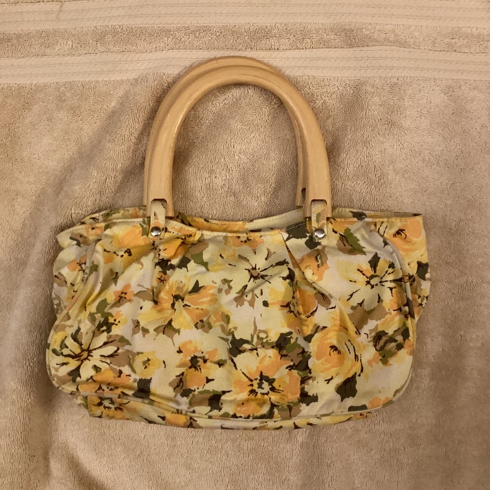 Y2K Old Navy Women’s Canvas Purse Handbag With wooden handle